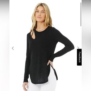 ALO Yoga Black Ribbed Cut Out Long Sleeve